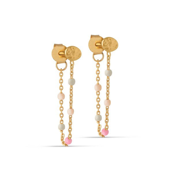 Lola TROPICAL øreringe fra Enamel Copenhagen i 18 karat forgyldt sølv med farverige emaljebeads.